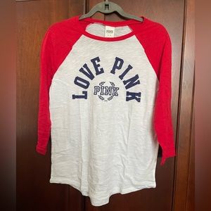VS Pink LOVE PINK Baseball Tee